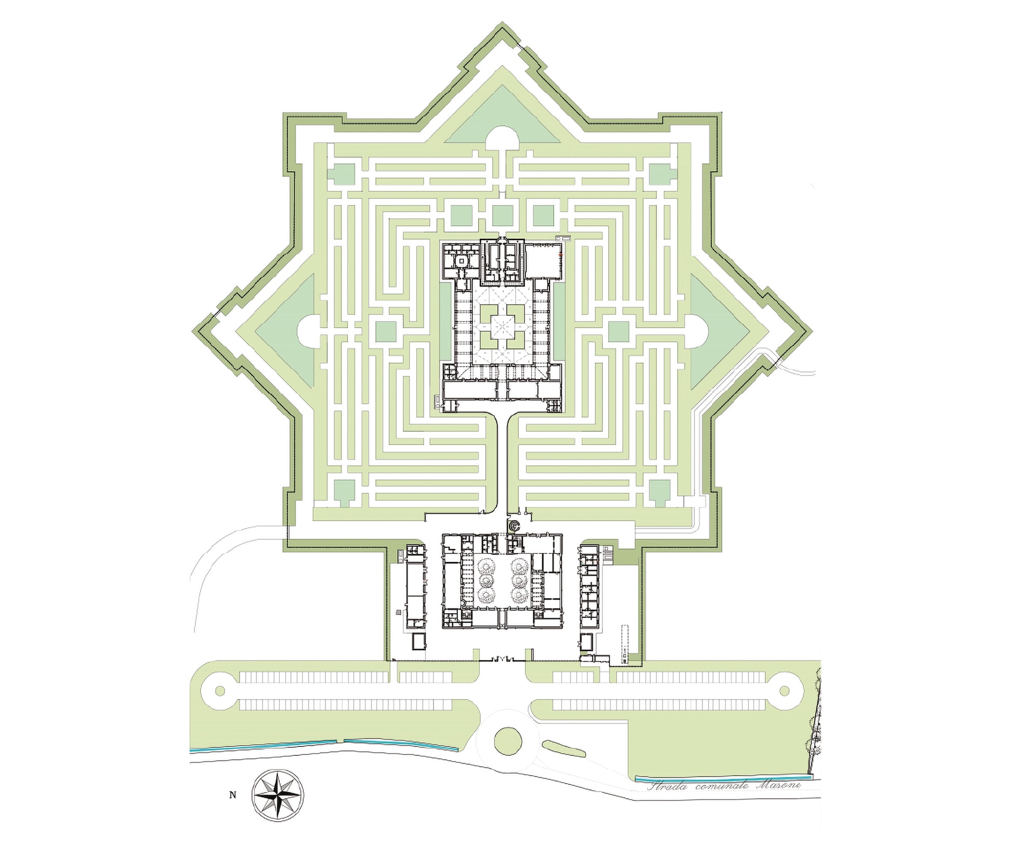 Mappa della location con le principali aree dell'evento numerate da 1 a 8