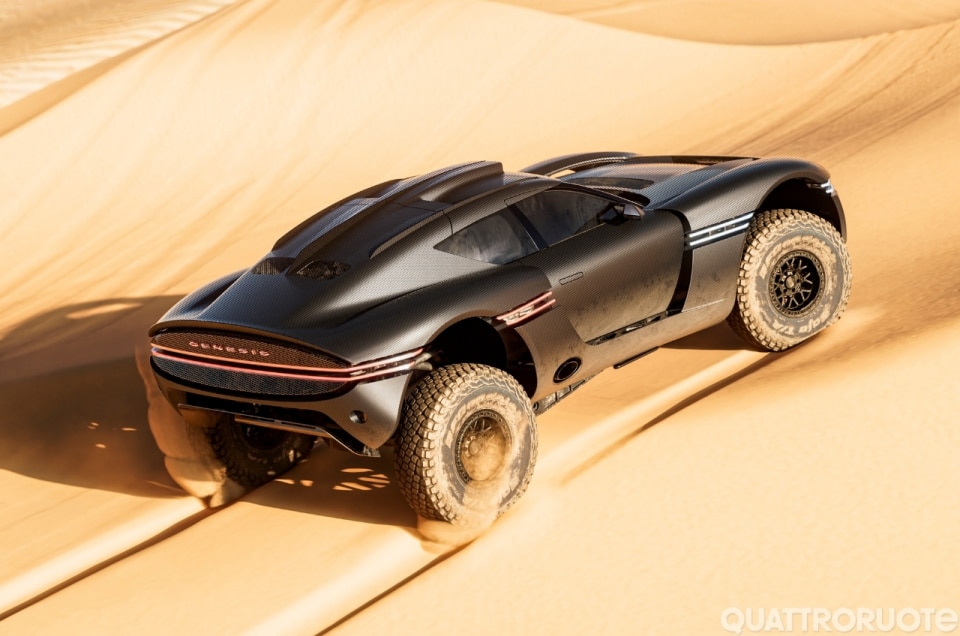Genesis X Skorpio Concept, il V8 nero che divora le dune