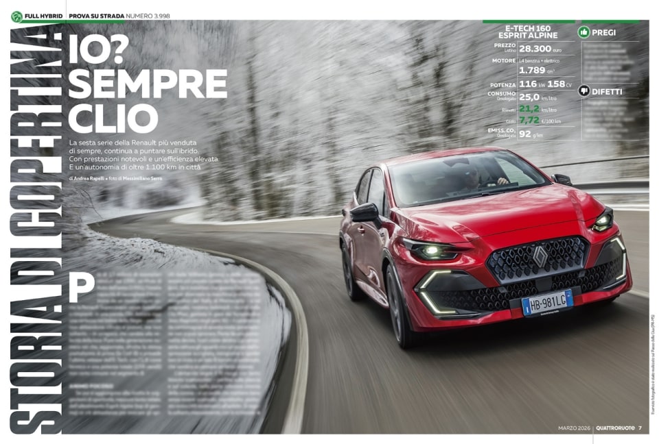 La prova della nuova Renault Clio è su Quattroruote di marzo 2026 - VIDEO