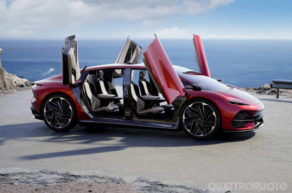 Fino a 817 CV e 800 km di autonomia per la berlina elettrica italo-americana